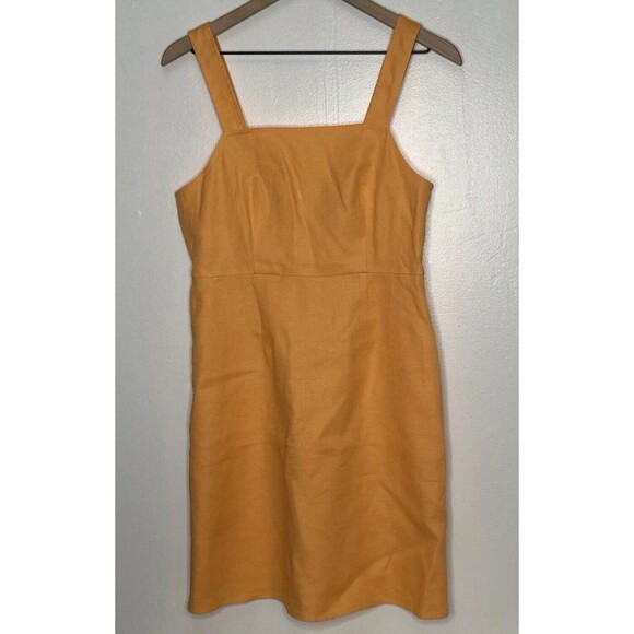 NEW JCrew A Line Dress Orange Linen Square Neck Women’s size 4 Resort Coastal - Picture 2 of 6